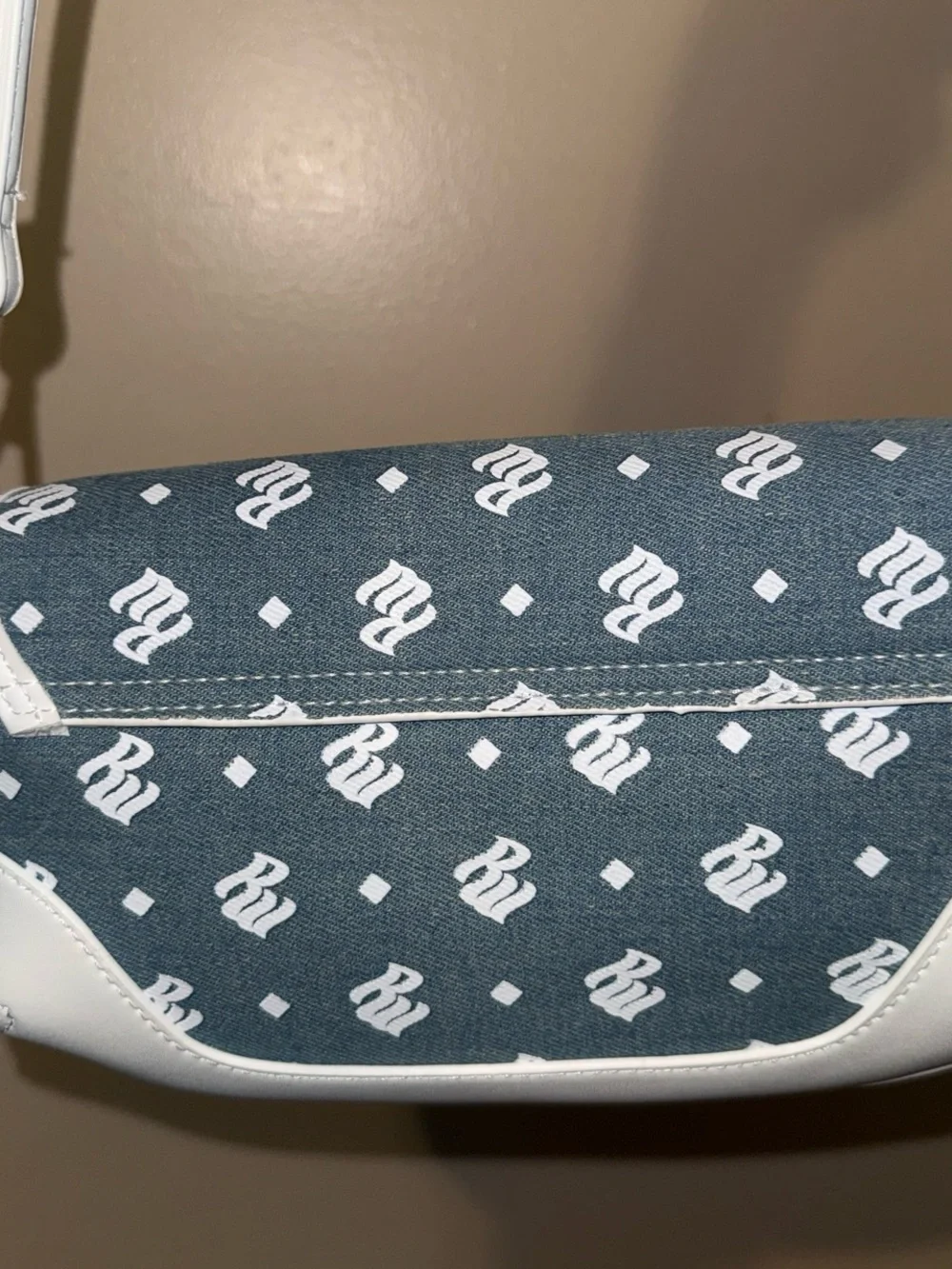 Rocawear white and blue logo shoulder bag /crossbody with Rocawear charm #throwb